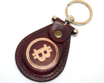 Bitcoin Leather Keychain - FREE Shipping Worldwide - Cryptocurrency Logo Keychain Bitcoin Logo Keychain Ethereneum Litecoin BTC Keychain