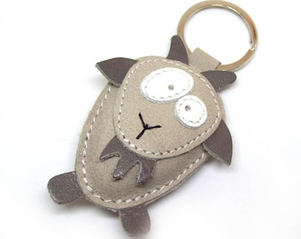 Goat Leather Keychain Gray - FREE Shipping Wordlwide - Handmade Leather Goat Bag Charm Goat Lover Gift Goat Accessories Keychain Gift Ideas