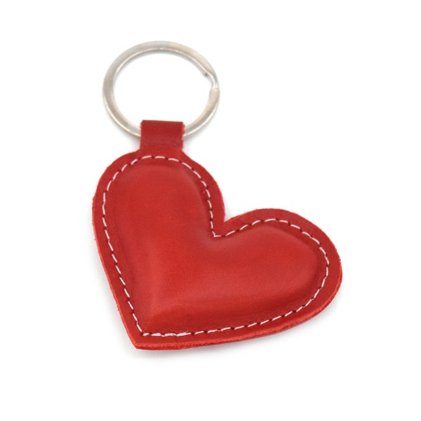 Leather Heart Keychain, FREE Shipping Worldwide Gift For Best Friend Valentines Day Gift Leather Heart Bag Charm For Girlfriend Gift For Him