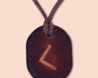 Kauno - The Rune of Fire, the Torch of Enlightenment - Asatru Jewelry - Leather Rune Pendant - Rune Amulet Necklace - Viking Rune Necklace