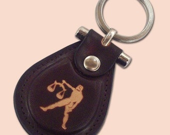 Libra zodiac leather metal T keychain - FREE Shipping Worldwide