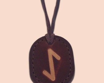 Ihwaz - The Rune of Defence -  Asatru Jewelry - Leather Rune Pendant - Rune Amulet Necklace - Viking Rune Necklace