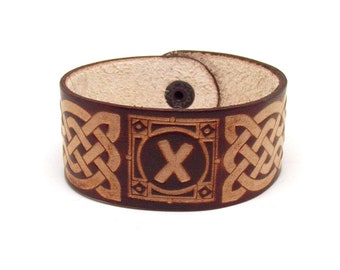 Gebo Rune Handmade Viking Leather Bracelet - FREE Shipping Worldwide - Futhark Runes Leather Bracelet Wicca Gothic Witch Norse Bracelet -