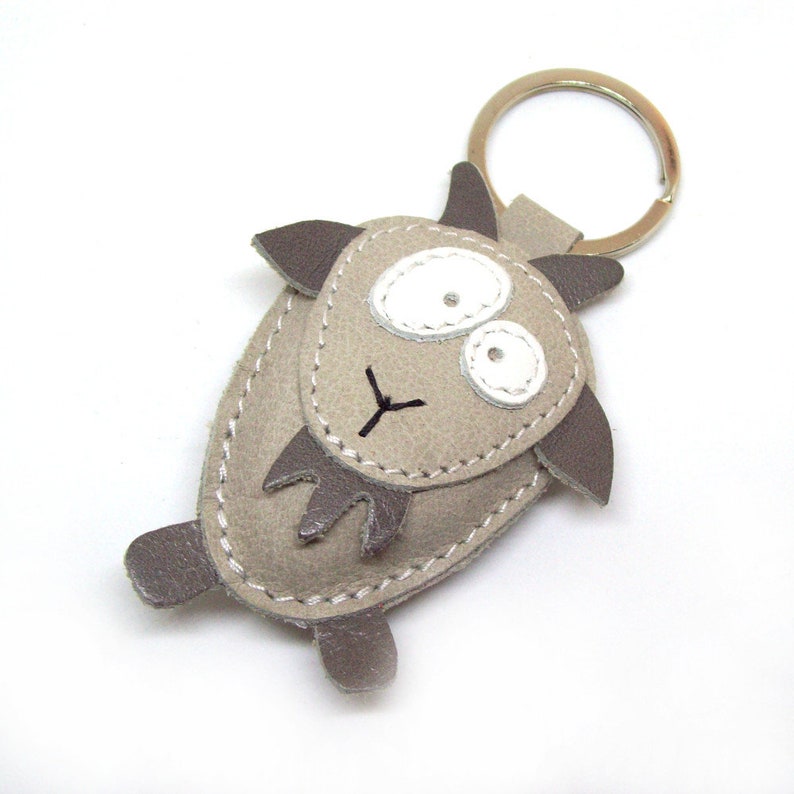 Goat Leather Keychain Gray FREE Shipping Wordlwide Handmade Leather Goat Bag Charm Goat Lover Gift Goat Accessories Keychain gift image 1