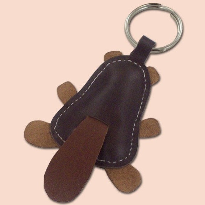 Beaver Leather Keychain is A Perfect Gift Idea for Lovers of Etsy