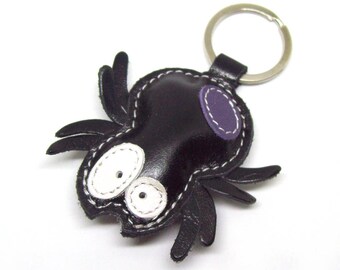 Keychain Black Spider - kostenloser Versand weltweit - Spider Leder Tasche Charme Tierfreund Geschenk für ihn Spider Geschenk Ideen Mens Keychain