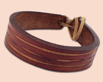Handmade Leather Bracelet 4034 orange-brown