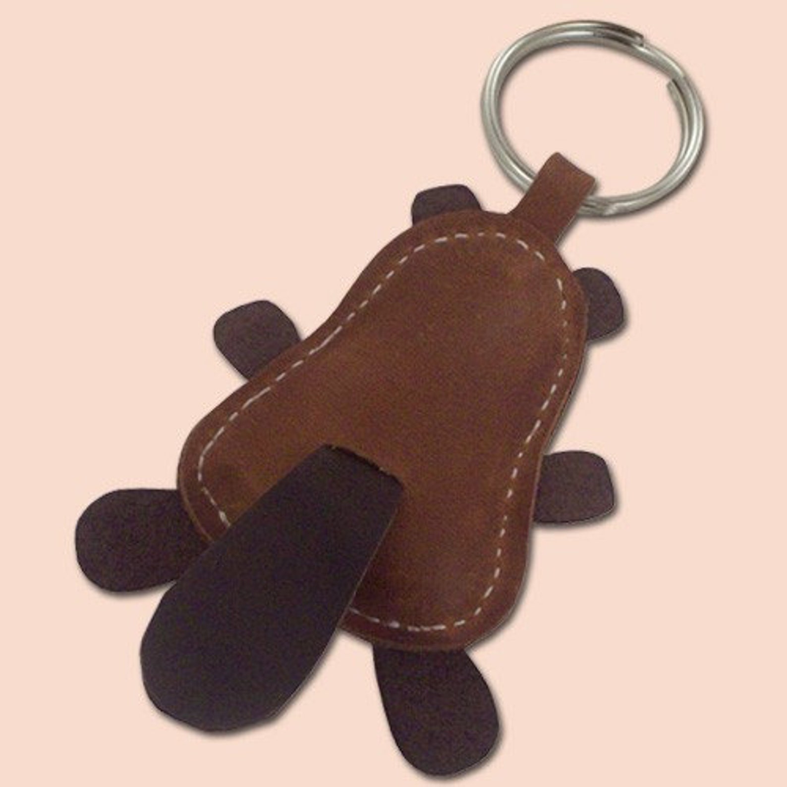 Beaver Lover Gift Leather Keychain Cute Little Beaver Etsy