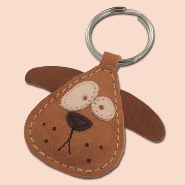 Chowder The Cute Little Dog Leather Animal Keychain - FREE Ahipping Worldwide - Handmade Leather Dog Bag Charm
