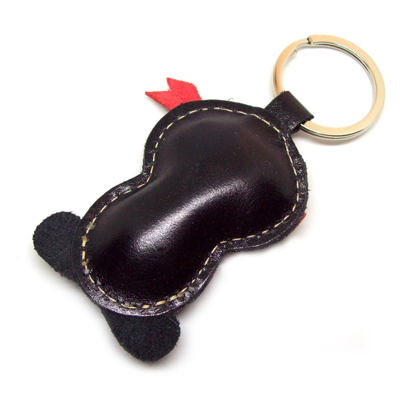 Handmade Black Ninja Leather Keychain FREE Shipping Worldwide Handmade Leather Bag Charm Ninja image 2