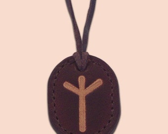 Algiz - The Rune of Protection and Opportunity - Asatru Jewelry - Leather Rune Pendant - Rune Amulet Necklace - Viking Rune