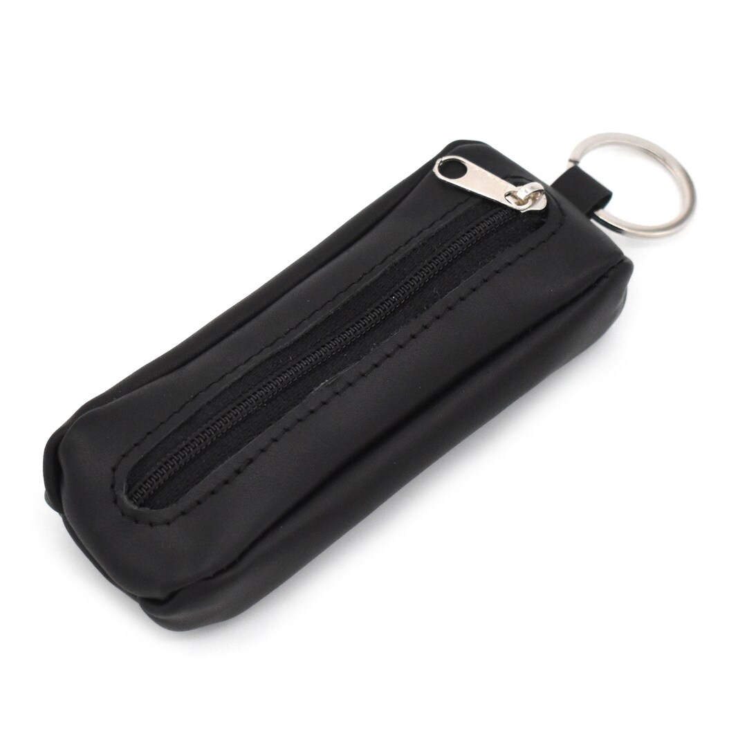 Zipper Key Case Black, Handmade of Genuine Full Grain Leather, Key