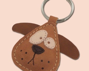 Chowder The Cute Little Dog Leather Animal Keychain - FREE Shipping Worldwide - Leather Bag charm dog
