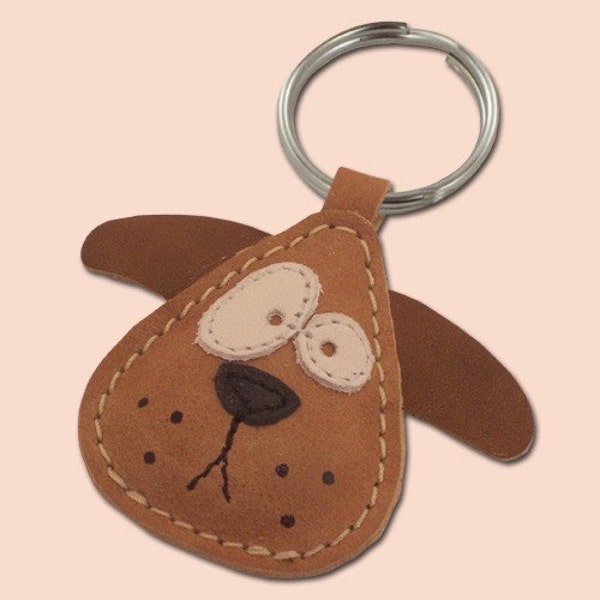 Chowder The Cute Little Dog Leather Animal Keychain - FREE Shipping Worldwide - Leather Bag charm dog