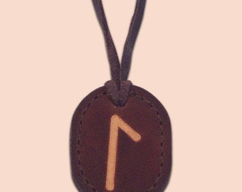 Laguz - das Wasser Rune - Asatru-Schmuck - Leder Rune Anhänger - Rune Amulett Halskette - Viking Rune Halskette