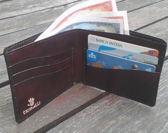 Mens Leather Wallet - Handmade Bifold Leather Wallet - Thin Leather Bifold Wallet - Minimal Leather Wallet - Wallet No 1