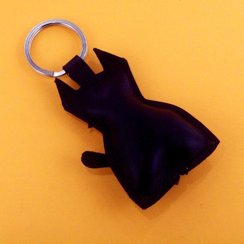 Sweet little black Schnauzer leather animal keychain FREE shipping image 2