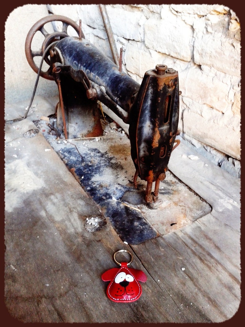 Leather Keychain Chowder the Red Dog FREE Shipping Worldwide Etsy