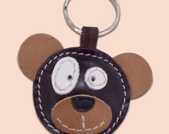 Cute little bear leather keychain - FREE shipping