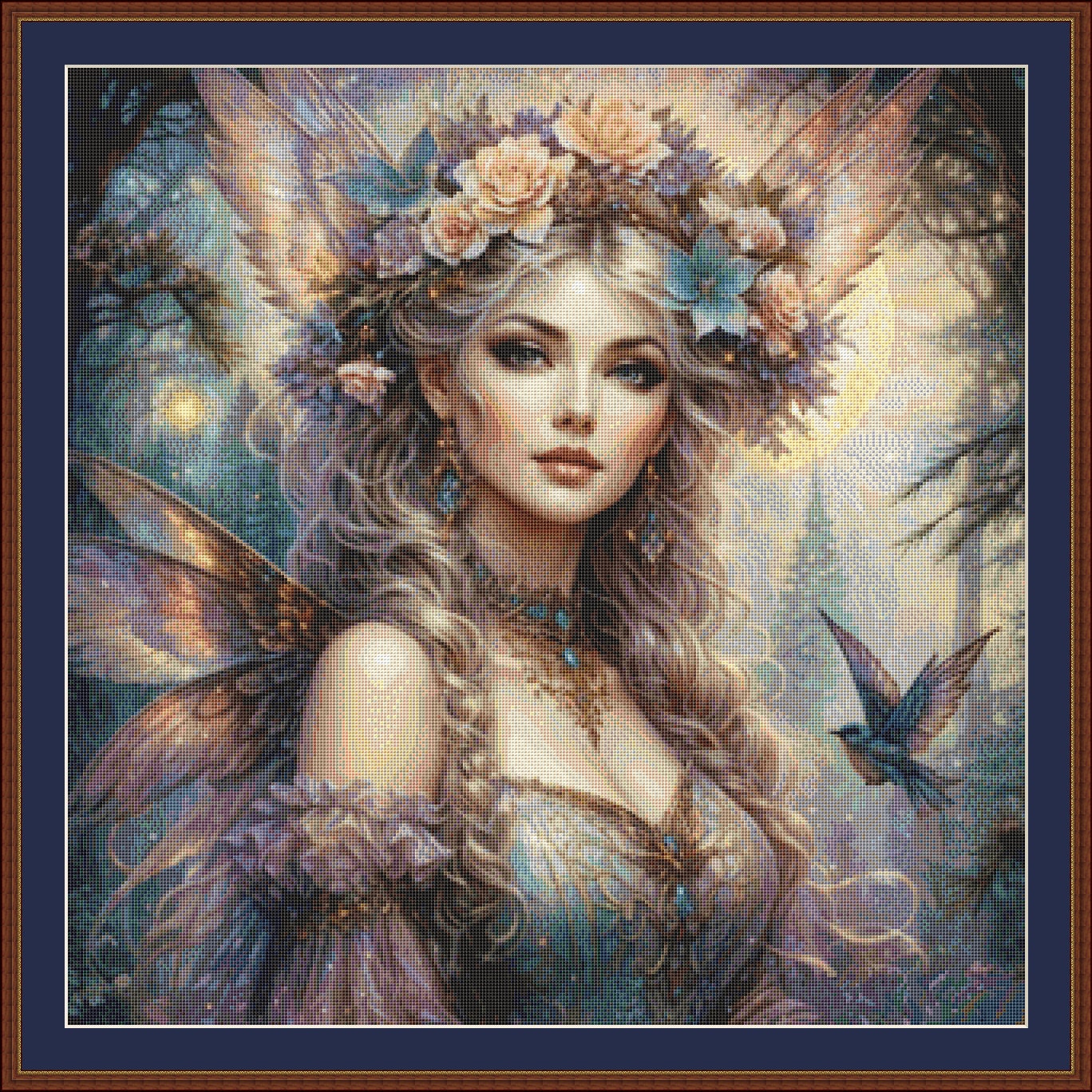 Fairy Cross Stitch Pattern PDF –Fantasy Embroidery Chart, Magical Woman with Wings, Enchanted Forest Art, Instant Download Needlework Design