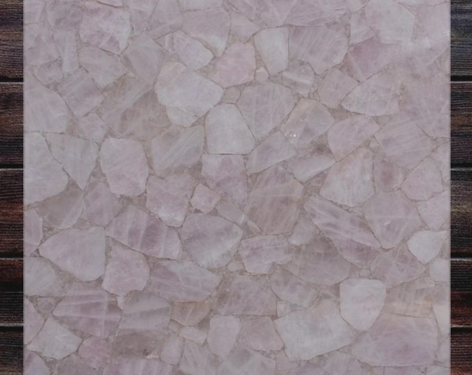 Square Rose Quartz Table Top | Pink Gemstone Slab (Customisable)