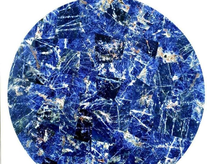 Round Sodalite Table Top | Blue Gemstone Dining & Coffee Table | Crystal Luxury | (Customisable)