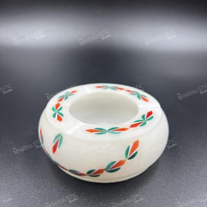 Handmade Marble Ashtray | White Makrana Marble Stone Inlay Ash Tray | Boho Smoker Gift | Indian Decorative Ashtray | Minimalist Table Accent