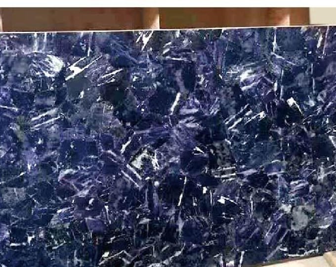 Rectangular Sodalite Stone Table Top | Polished Blue Gemstone Slab