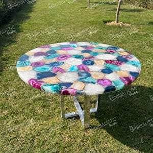 Mix Agate Round Table Top | Dining Table Top | Coffee Table Top (Customisable)