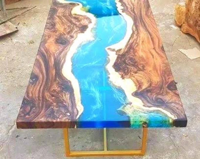 Dark Acacia Wood Epoxy Table Top | Live Edge, Customisable