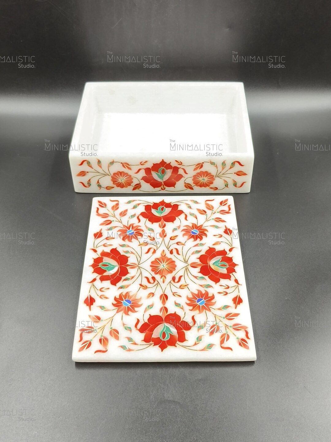 ハンドメイド大理石象嵌ジュエリーボックス | Pietra Dura Floral Art