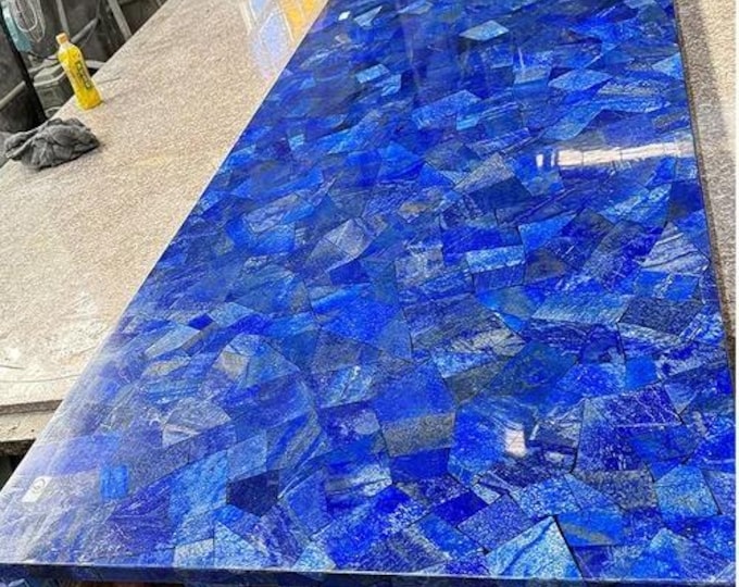 Handmade Lapis Lazuli Table Top | Blue Gemstone Mosaic Counter