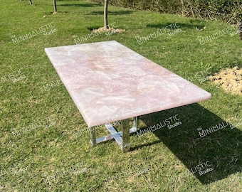 Rose Quartz Rectangle Table Top | Dining Table Top | Coffee Table Top (Customisable)