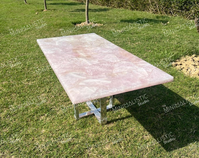 Rose Quartz Rectangle Table Top | Dining Table Top | Coffee Table Top (Customisable)