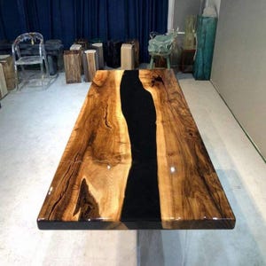Natural Acacia Wood Epoxy Rectangle Table Top | Dining Table Top | Coffee Table Top | Live Edge Table (Customisable)