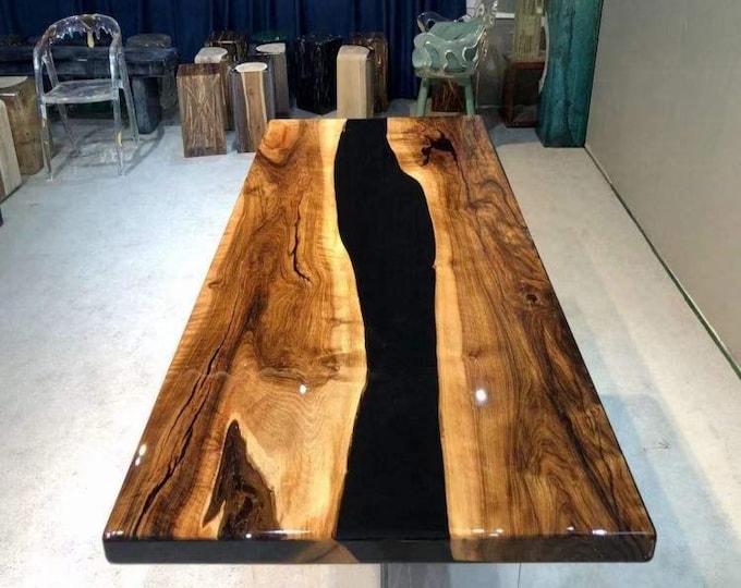 Acacia Wood Epoxy Table Top | Live Edge Dining or Coffee Table