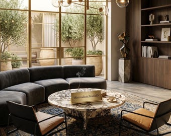 Round Calacatta Coffee Table With X Shape Leg | Handmade Designer Living Room | (Customisable)