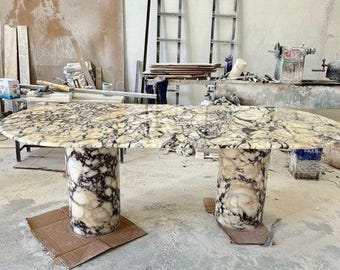 Oval Calacatta Viola Marble Table Top | Handmade | Dining Table | (Customisable)