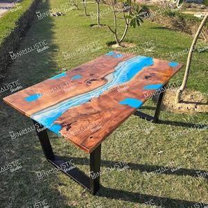 Acacia Wood Epoxy Rectangle Table Top | Dining Table Top | Coffee Table Top (Customisable)