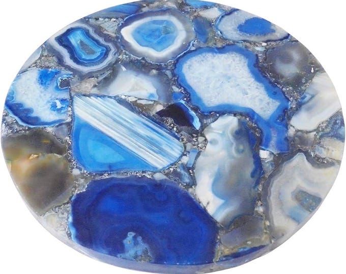 Round Blue Multicolour Agate Table Top | Luxury Gemstone Coffee Table | (Customisable)