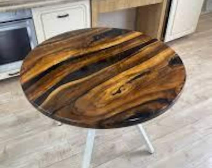 Round Black Epoxy Acacia Wood Table Top | Resin Coffee & Dining Table Handmade Furniture | (Customisable)