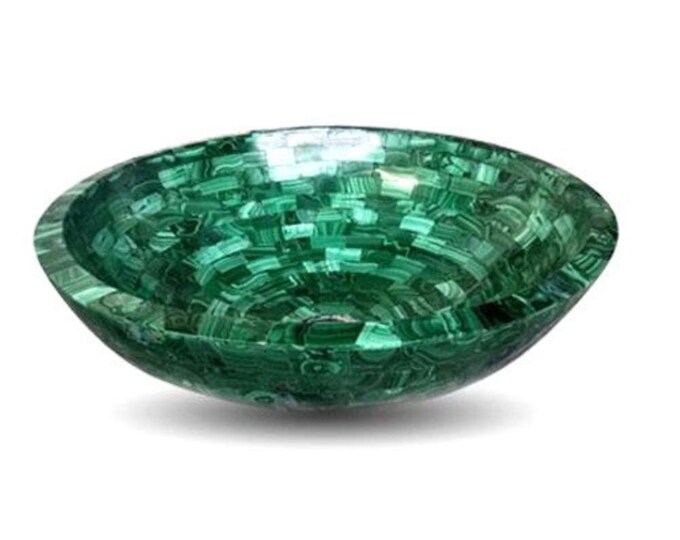 Handmade Malachite Stone Sink | Round Vessel Basin, Luxury Bathroom Decor (Customisable)