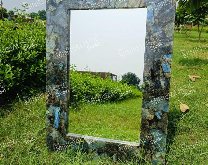 Handmade Natural Labradorite Wall Mirror ( Customisable )