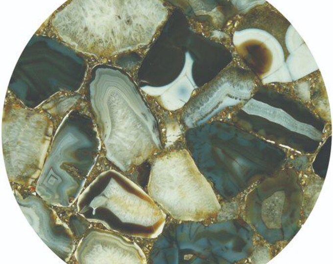 Green Multicolour Agate Table Top | Gemstone Coffee Table | (Customisable)