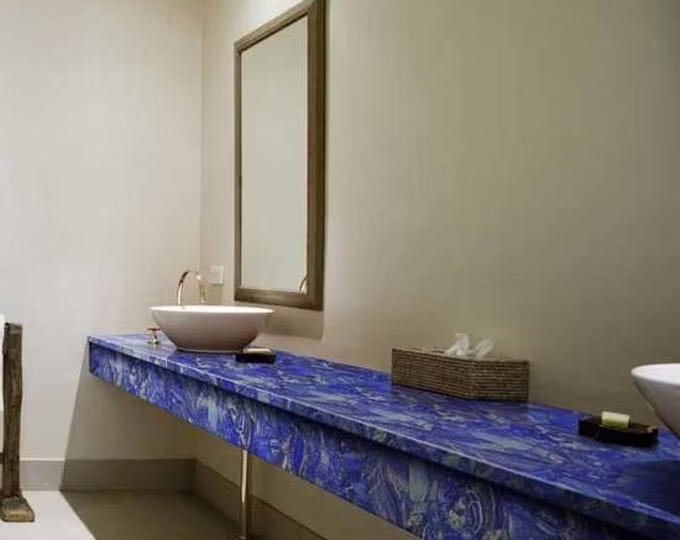 Rectangular Lapis Lazuli Table Top | Vanity, Bar, or Console Slab (Customizable)