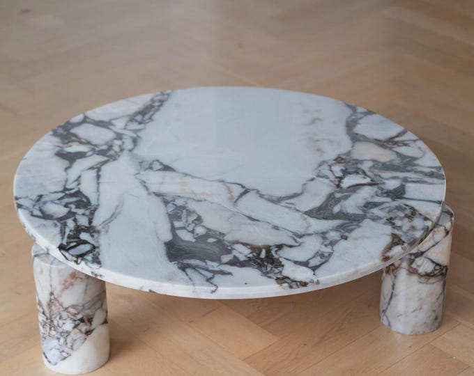 Round Calacatta  Marble Coffee Table | Handmade Luxury Sculptural | (Customisable)