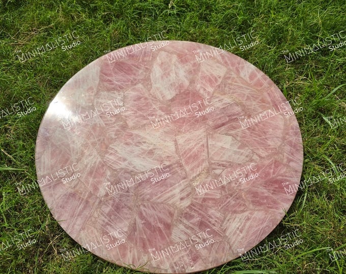 Handmade Rose Quartz Table Top | Custom Stone Dining Table