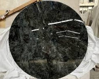 Handmade Labradorite Round Table Top | Gemstone Coffee Table (Customizable)