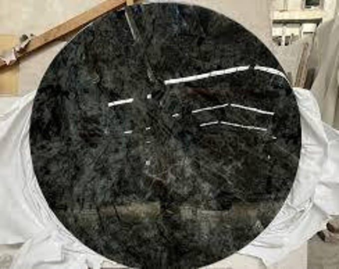 Handmade Labradorite Round Table Top | Gemstone Coffee Table (Customizable)