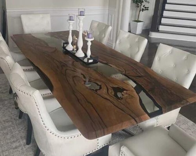 Acacia Wood River Table Top | Clear Epoxy, Live Edge (Customizable)